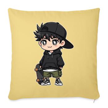 Urban Skateboard Boy Cartoon Design - Sofa pillowcase 17,3'' x 17,3'' (45 x 45 cm) - washed yellow - Front