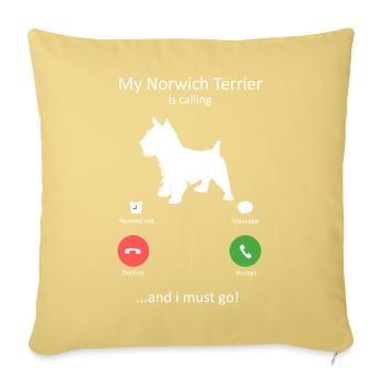 Norwich Terrier ruft und ich muss hin, Kunst - Sofakissenbezug 45 x 45 cm - Hellgelb - Vorne