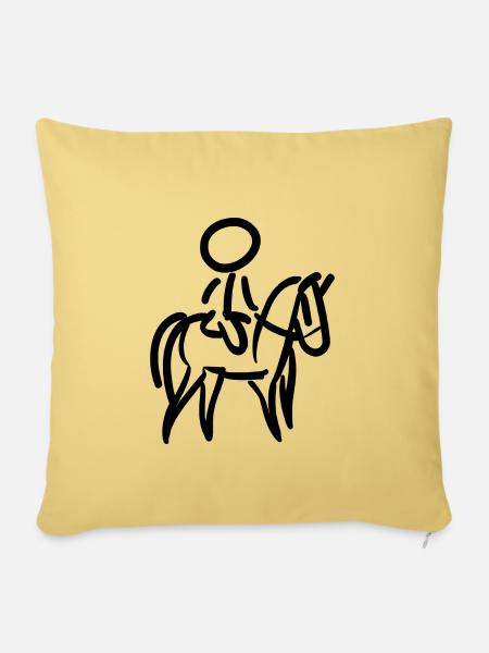 Reiterin auf Pferd Reiter Minimalist Minimalismus - Sofakissenbezug 45 x 45 cm - Hellgelb