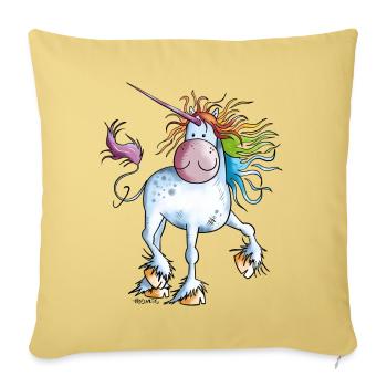 Rainbow Unicorn - Sofa pillowcase 17,3'' x 17,3'' (45 x 45 cm) - washed yellow - Front