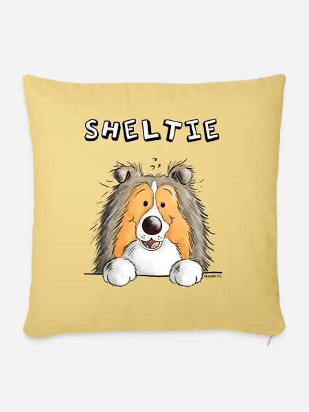 Neugieriger Sheltie - Sofakissenbezug 45 x 45 cm - Hellgelb