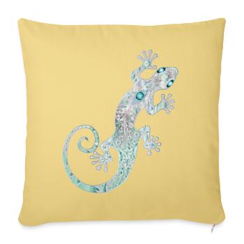 Artful Ethno Gecko made of silver & turquoise colors - Sofa pillowcase 17,3'' x 17,3'' (45 x 45 cm) - washed yellow - Front