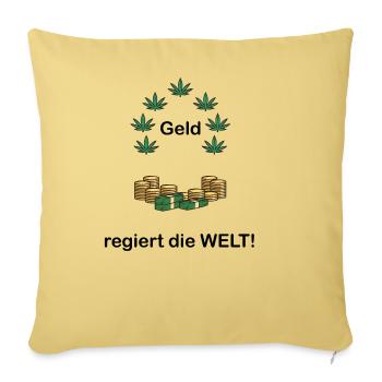 Geld regiert die Welt. Reichtum Spruch. Motivation - Sofakissenbezug 45 x 45 cm - Hellgelb - Vorne