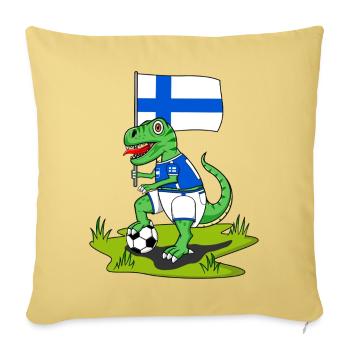 Drapeau de la Finlande Dinosaure Rex Football - Housse de coussin décorative 45 x 45 cm - jaune délavé - Devant