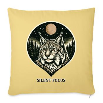 Silent Focus - Lynx dans le style de la gravure sur bois - Housse de coussin décorative 45 x 45 cm - jaune délavé - Devant