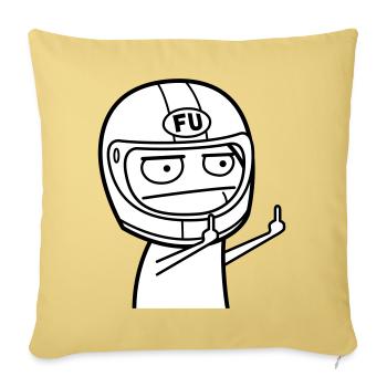 FU Meme avec casque de moto (les couleurs peuvent être changées) - Housse de coussin décorative 45 x 45 cm - jaune délavé - Devant