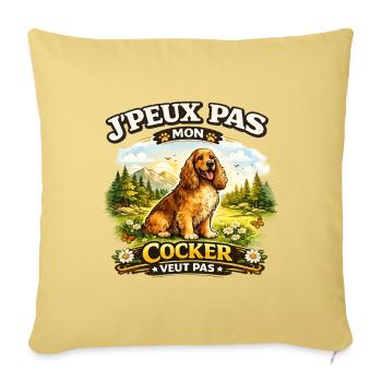 Cocker en nature: J'peux pas - Housse de coussin décorative 45 x 45 cm - jaune délavé - Devant