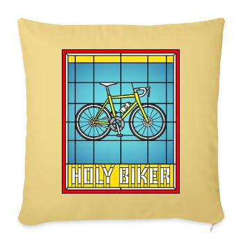 Holy Biker Stained Glass Bicycle - Sofa pillowcase 17,3'' x 17,3'' (45 x 45 cm) - washed yellow - Front