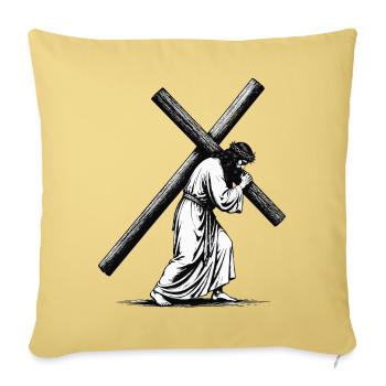 Stations of the Cross silhouette in black and white - Sofa pillowcase 17,3'' x 17,3'' (45 x 45 cm) - washed yellow - Front