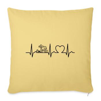 Construction Site - Heart Curve, ECG, Pulse - Construction Management - Sofa pillowcase 17,3'' x 17,3'' (45 x 45 cm) - washed yellow - Front