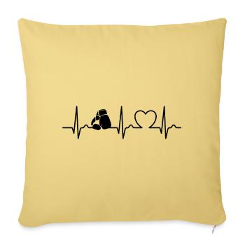 Courbe cardiaque, ECG, Boxe, Arts martiaux, Entraînement de boxe - Housse de coussin décorative 45 x 45 cm - jaune délavé - Devant