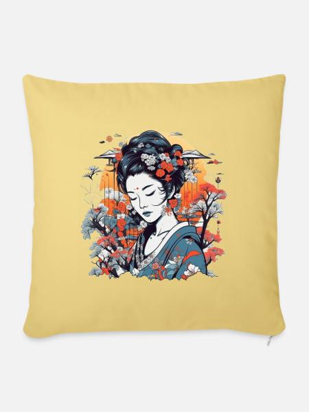Geisha - Sofakissenbezug 45 x 45 cm - Hellgelb