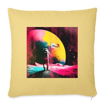 Astronaut auf dem Mond mit Peace Flagge - Sofakissenbezug 45 x 45 cm - Hellgelb - Vorne