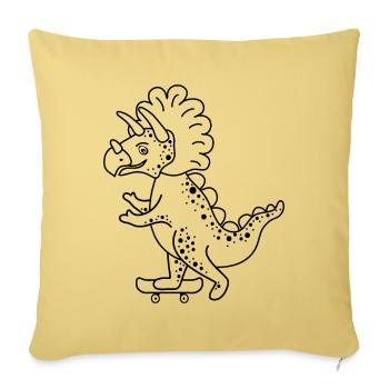 Dinosaurier Cartoon Triceratops beim Skaten. - Sofakissenbezug 45 x 45 cm - Hellgelb - Vorne
