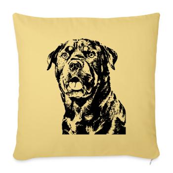 Bild eines Rottweilers im klassischen Logo Design. - Sofakissenbezug 45 x 45 cm - Hellgelb - Vorne
