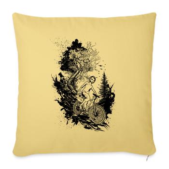 Abenteuerliches Mountainbike -Design in der Natur. - Sofakissenbezug 45 x 45 cm - Hellgelb - Vorne