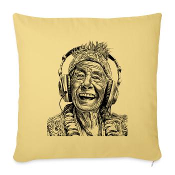 Hippie Harmony: Timeless Music T-Shirt Adventure - Sofa pillowcase 17,3'' x 17,3'' (45 x 45 cm) - washed yellow - Front