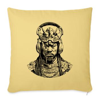 Zukunfts-Samurai im Anime-Stil: Krieger der Musik - Sofakissenbezug 45 x 45 cm - Hellgelb - Vorne