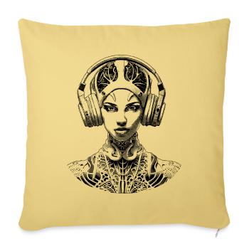 Hip-Hop-T-Shirt: Stylische Frau im High-Tech-Flair - Sofakissenbezug 45 x 45 cm - Hellgelb - Vorne