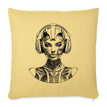 T-shirt: woman in the street fashion style of the future. - Sofa pillowcase 17,3'' x 17,3'' (45 x 45 cm) - washed yellow - Front