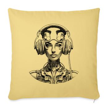 Cool sci-fi cyborg portrait shirt for music fans - Sofa pillowcase 17,3'' x 17,3'' (45 x 45 cm) - washed yellow - Front