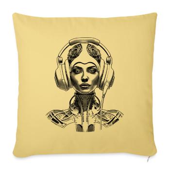 Cyborg Gamer T-Shirt – Ambiance eSports futuriste - Housse de coussin décorative 45 x 45 cm - jaune délavé - Devant