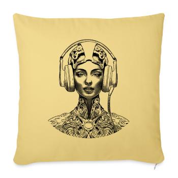 Unique cyborg design on hip-hop t-shirt - Sofa pillowcase 17,3'' x 17,3'' (45 x 45 cm) - washed yellow - Front