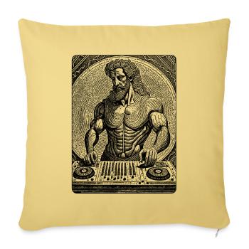 Young, cool, hip: Zeus at the mixing desk on T-shirt - Sofa pillowcase 17,3'' x 17,3'' (45 x 45 cm) - washed yellow - Front