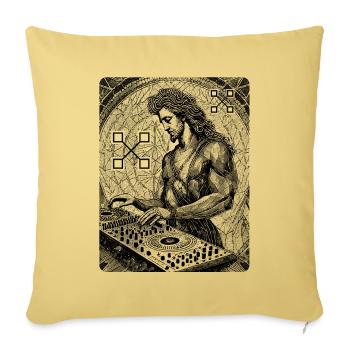 Shirt, electronic vibes: DJ in front of church window - Sofa pillowcase 17,3'' x 17,3'' (45 x 45 cm) - washed yellow - Front