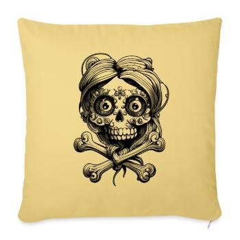 Super süßer Totenkopf, Tattoo Style: Metal T-Shirt - Sofakissenbezug 45 x 45 cm - Hellgelb - Vorne