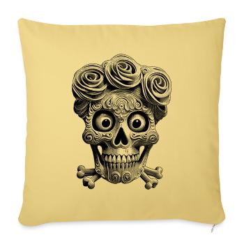Tag der Toten T-Shirt mit Rosen-Haarpracht - Sofakissenbezug 45 x 45 cm - Hellgelb - Vorne