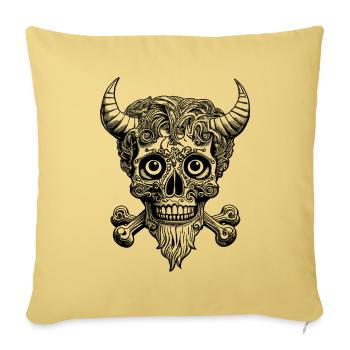 Skull riff: Rockabilly vibes in comic harmony. - Sofa pillowcase 17,3'' x 17,3'' (45 x 45 cm) - washed yellow - Front