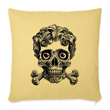 Chemise Comic Rock : Tête de mort avec breloque bouclée - Housse de coussin décorative 45 x 45 cm - jaune délavé - Devant