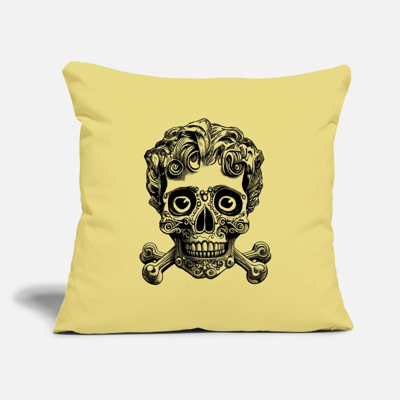 Chemise Comic Rock : Tête de mort avec breloque bouclée Housse de coussin décorative 45 x 45 cm
