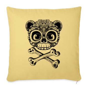 Plush Revolt: Teddy Bear in Cute Skull Outfit - Sofa pillowcase 17,3'' x 17,3'' (45 x 45 cm) - washed yellow - Front