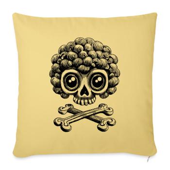 Affen-Groove: Lockiger Affen-Totenkopf auf Shirt - Sofakissenbezug 45 x 45 cm - Hellgelb - Vorne