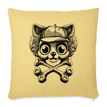 Adventure Cat Style: Pirate shirt with bones. - Sofa pillowcase 17,3'' x 17,3'' (45 x 45 cm) - washed yellow - Front