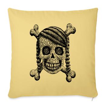 Horrorfans aufgepasst: Urbanes Totenkopf-T-Shirt - Sofakissenbezug 45 x 45 cm - Hellgelb - Vorne