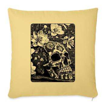 Shirt with dark still life: skull & flowers - Sofa pillowcase 17,3'' x 17,3'' (45 x 45 cm) - washed yellow - Front