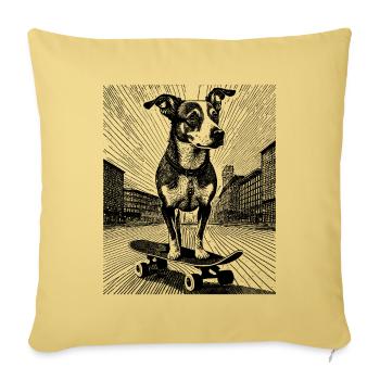 Skate-Hund T-Shirt: Dein Street-Style - Sofakissenbezug 45 x 45 cm - Hellgelb - Vorne