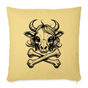 Comic-Kuh meets Rock: Totenkopf Edition - Sofakissenbezug 45 x 45 cm - Hellgelb - Vorne