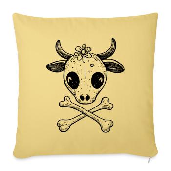 Street Cow : Chemise à tête de mort urbaine et humoristique - Housse de coussin décorative 45 x 45 cm - jaune délavé - Devant