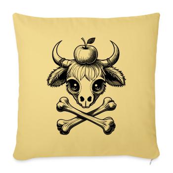 Swiss Cow & Apple: Historical Humor T-Shirt - Sofa pillowcase 17,3'' x 17,3'' (45 x 45 cm) - washed yellow - Front