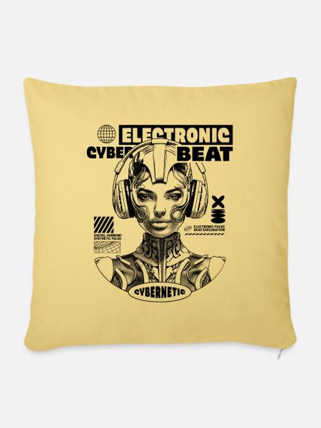 Futuristic electronic shirt for music fans - Sofa pillowcase 17,3'' x 17,3'' (45 x 45 cm) - washed yellow