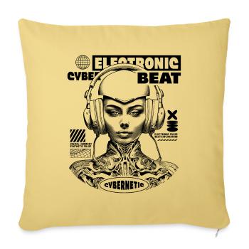 Electronic Music, Cyberpunk Urban Shirt - Sofa pillowcase 17,3'' x 17,3'' (45 x 45 cm) - washed yellow - Front