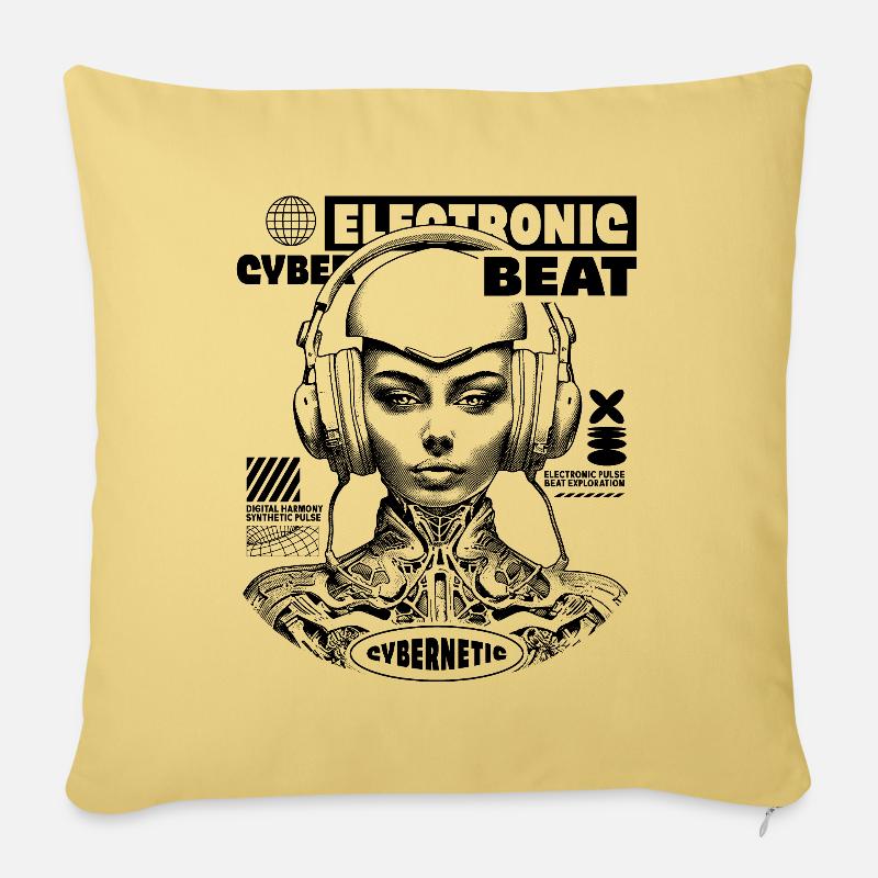 Musique électronique, Chemise urbaine cyberpunk - Housse de coussin décorative 45 x 45 cm - jaune délavé