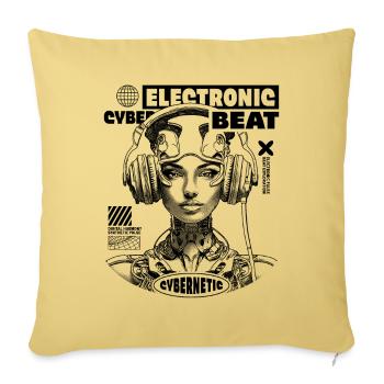 Futuristic DJ shirt – ideal for parties! - Sofa pillowcase 17,3'' x 17,3'' (45 x 45 cm) - washed yellow - Front