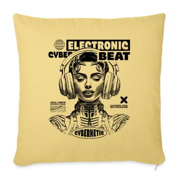 Hypnotic Techno T-Shirt: Space Princess Design - Sofa pillowcase 17,3'' x 17,3'' (45 x 45 cm) - washed yellow - Front