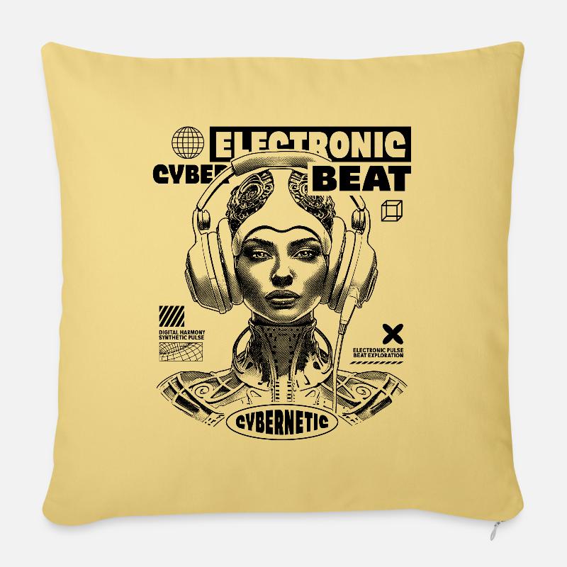 Futuristische Space-Frau Shirt für Techno Freaks - Sofakissenbezug 45 x 45 cm - Hellgelb