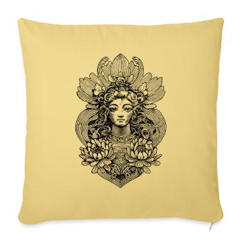 Mystisches Frauenporträt auf stilvollem T-Shirt - Sofakissenbezug 45 x 45 cm - Hellgelb - Vorne